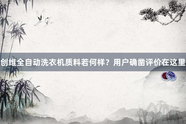 创维全自动洗衣机质料若何样？用户确凿评价在这里